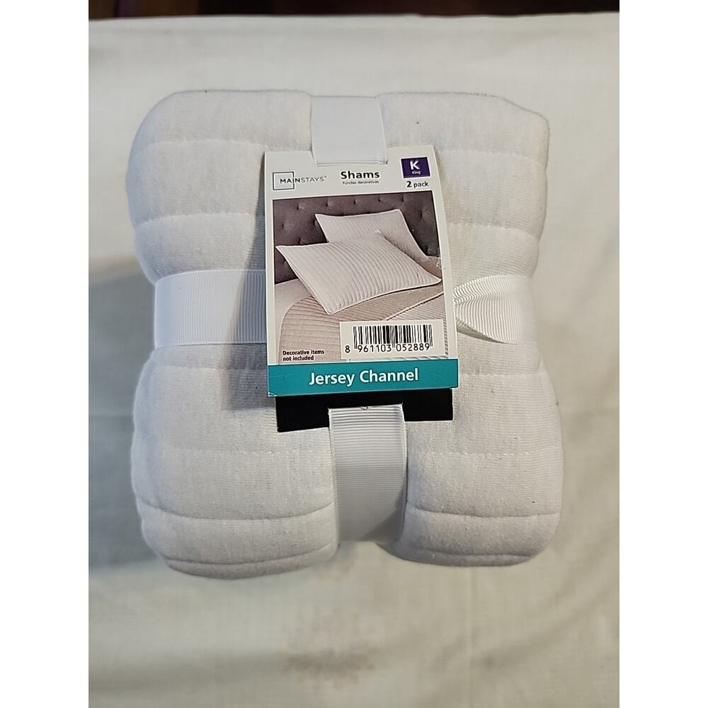 Mainstays Jersey Channel Shams 2 pc King Quilted White